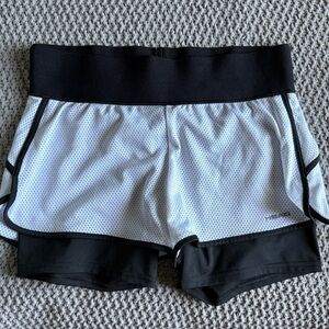 Head Black and White Athletic Shorts with Layered Design